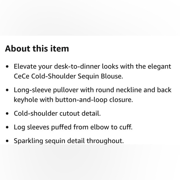 🚨Final Sale🚨!! NWT CeCe Cold Shoulder Sequin Top Size Small - Picture 8 of 8